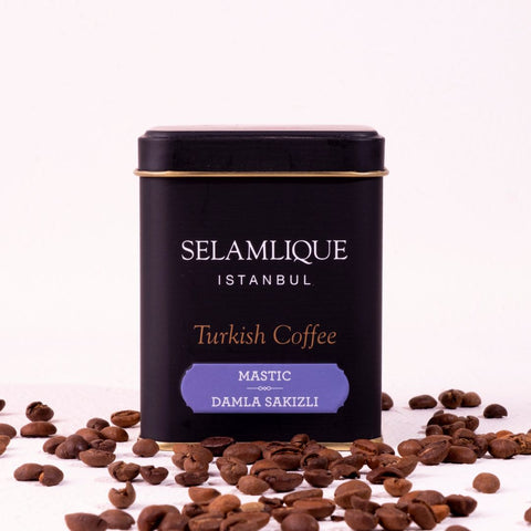 Selamlique Turkish Coffee with Mastic Mastic Metal Box 125g